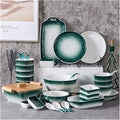 Dinnerware Set Dinner Party Tableware Service Set 51pcs of Nordic Bone China Dinner Bowl Set Porcelain Bowl and Plate White Green Stone Texture High-end Ceramic Bowl and
