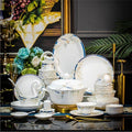 60Pcs Dinnerware Sets European Style Simple Design Bone Bowls Plates Complete Ceramic Tableware Set for Home Kitchen Gift