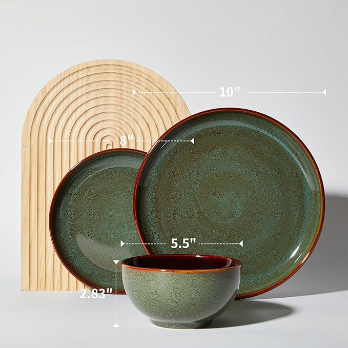 16 Pieces Dinnerware Sets with Mugs Sage Green