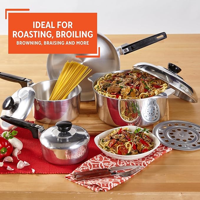 IMUSA USA Heavy Duty 8-Piece Cast Aluminum Cajun Cookware Set Silver