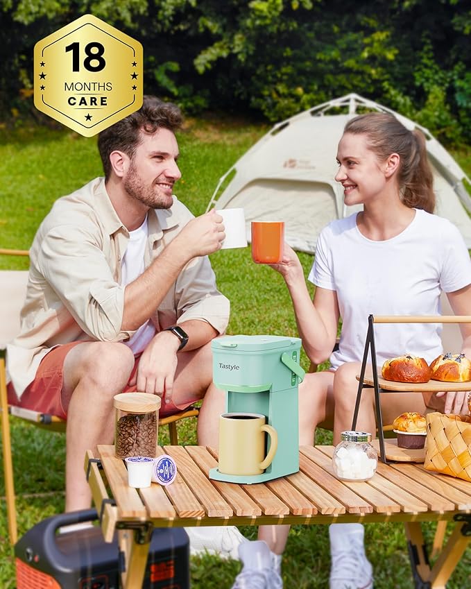 Single Serve One Cup Coffee Maker for K Cups and Grounds Mini Coffee Maker with Portable Handle 6 to 12 Oz Brew Size for Travel Camping Office RV and Dorm 120V Oasis