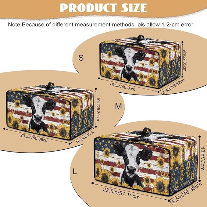 Doojoayie Cow Toaster Cover 8 Slice Kitchen Appliance Covers 22.5x18.5x 13 Bread Machine Dust Protector Modern Home Kitchen Decoration American Flag Print