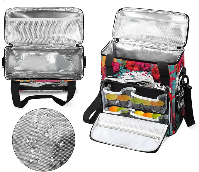 Gothic Sugar Skull Coffee Maker Carring Bag Large Insulated Storage Organizer Case Tote Bags with Shoulder Strap for Travel Work Picnic