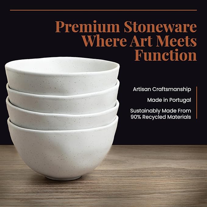 Trasa Home by Larder &amp Vine Eco-Friendly High Fired Artisan Stoneware Organic &amp Modern Dinnerware 16 piece set 4 place settings (Millstone)
