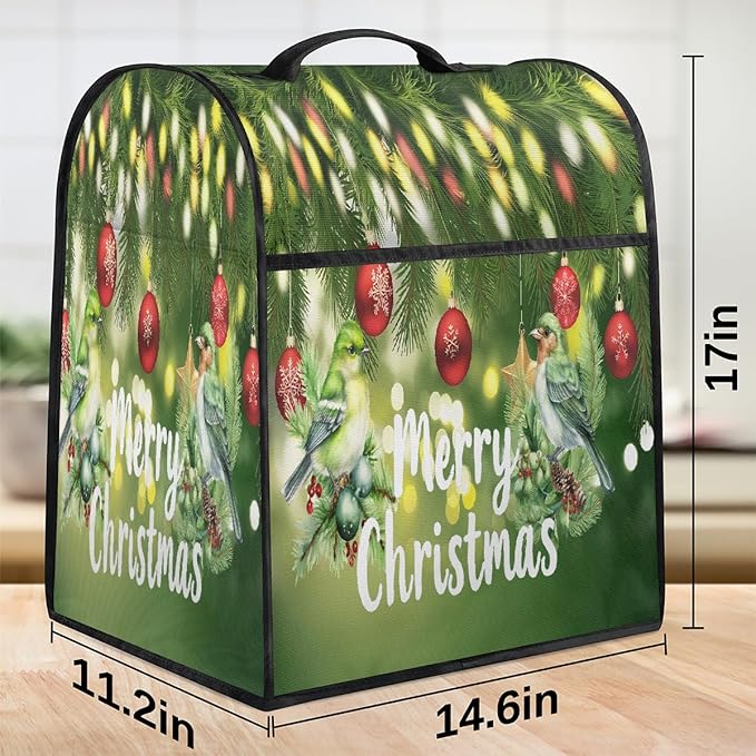 cfpolar Kitchen Aid Mixer Cover Compatible with 6-8 Quarts Christmas Ball Holly Bird Stand Mixer Cover Kitchen Aid Mixers Accessories Appliance Organizer Bag Dust Covers with Zipper Pocket