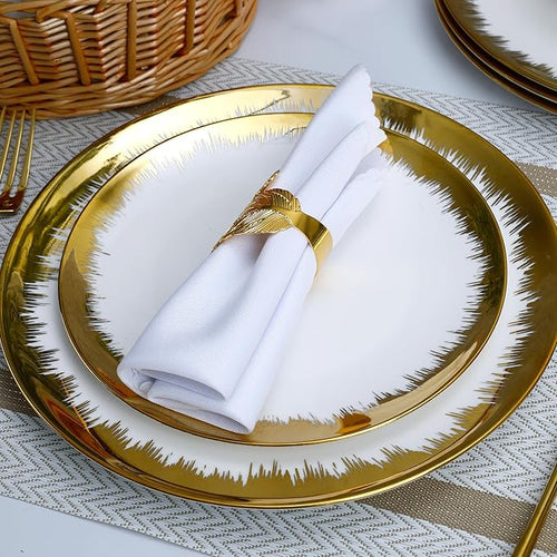 12 Pieces Plates and Bowls SetsPorcelain Round Dinner Plates Dishes Set with Gold Rim for 4 White bone china Plates and Bowls Dishwasher Safe and Scratch Resistant Luxury Tableware Set