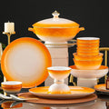 70 Pcs Fine Bone China Dinnerware Set Porcelain &amp Ceramic Dinnerware Sets Bone Stoneware &amp Ceramic Cookware Tableware Set Includes Dinner Plates|Spoons|Pasta Bowls|Soup Pot|Chopsticks