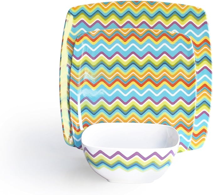 American Atelier Zig Zag 12-Piece Dinnerware Set Yellow