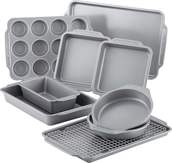 Farberware 15-Piece Stainless Steel Cookware Set + 10-Piece Nonstick Bakeware Set