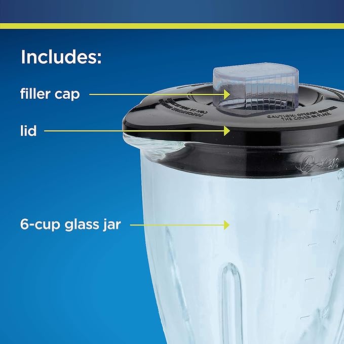 Oster Core 16-Speed Blender with Glass Jar Black 006878. Brushed Chrome &amp Blender 6-Cup Glass Jar Lid Black and clear