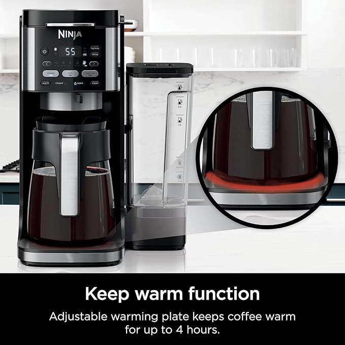 Ninja DualBrew Pro Hot &amp Iced Coffee Drip Coffee Maker | Compatible with K-Cup Pods | 3 Brew Styles (Classic Rich &amp Iced) | 70oz Removable Reservoir &amp Dishwasher Safe | Black | 14-Cup (R