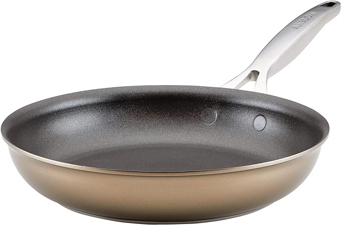 Anolon Ascend Hard Anodized Nonstick Frying Pan/Skillet - Good for All Stovetops (Gas Glass Top Electric &amp Induction) Dishwasher &amp Oven Safe with Stainless Steel Handle10 Inch - Bronze