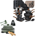 Kitchen Academy 30Pcs Bakeware &amp Cookware Set + 10Pcs Rv Pots and Pans Set with Removable Handle Cookware Sets
