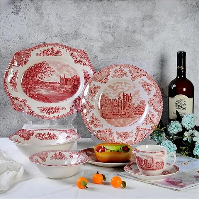 Porcelain Ceramic Dinnerware Set - 8 &amp 10 Inch Plates Bowls Coffee Cups for Kitchen Dining(Khaki)