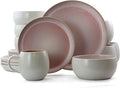 Elama Mocha Mauve 16 Piece Stoneware Dinnerware Set in Purple