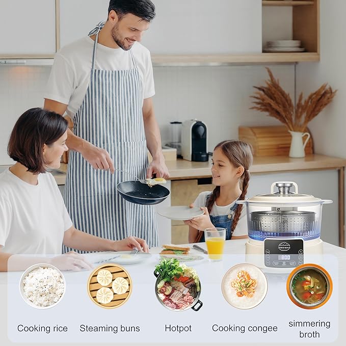 Low Carb Rice Cooker3L Multifunction Low Sugar Rice Cooker SmallReservable &amp Timable4H Keep WarmCookingSimmeringStewingSteaming All In OneIdeal for Small FamilieApartment(3LBeige)