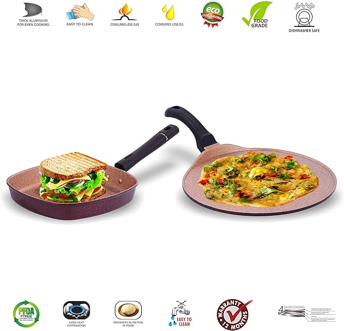Sumeet Nonstick Granite Finish JHAROKHA Cookware Set (Tawa 30.5cm Dia + Grill Pan 22cm Dia)
