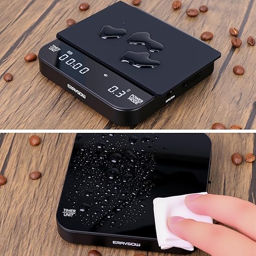 Coffee Scale with Auto Timing Mini Rechargeable Espresso Scale with Timer 2kg/0.1g High Precision Scale for Espresso and Pour-Over Coffee with Brewing Assist Modes
