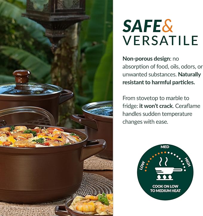 Real Ceramic Non Scratchable Non Toxic Cookware Set - Oven Safe Up to 1200F Stovetop Agnostic Dishwasher Safe Longlasting and Lightweight - PFAS PTFE PFOA PFOS - Black