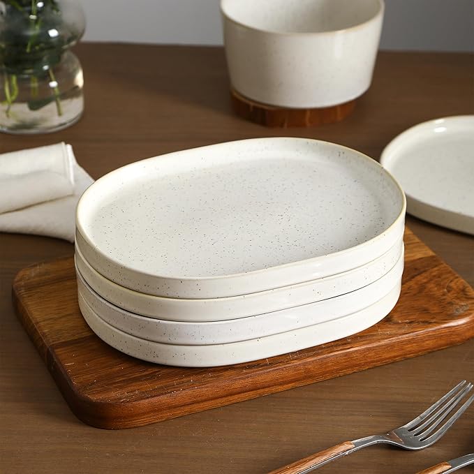 Stone Lain Cairo 12-Piece Dinnerware Set Stoneware Plates and Bowls Set Microwave and Dishwasher Safe Includes Dinner and Salad Plates Cereal Bowls Dish for 4 White Speckled
