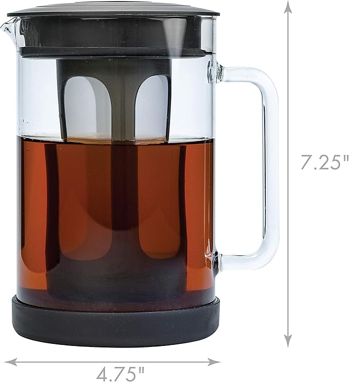 Primula Pace Cold Brew Iced Coffee Maker with Durable Glass Pitcher and Airtight Lid Dishwasher Safe Perfect 6 Cup Size 1.6 Qt Black