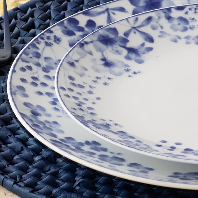 Noritake Bloomington Road Blue 12-Piece Dinnerware Set Service for 4