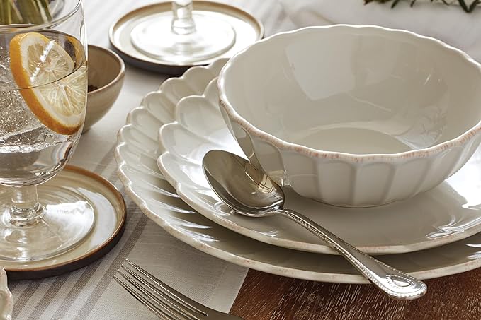 Lenox 899198 French Perle Scallop White 24-Piece Dinnerware Set Service For 8