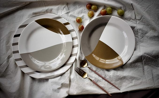 Bowla 12-Piece Melamine Dinnerware Set - Service for 4 (Moden Strip I)