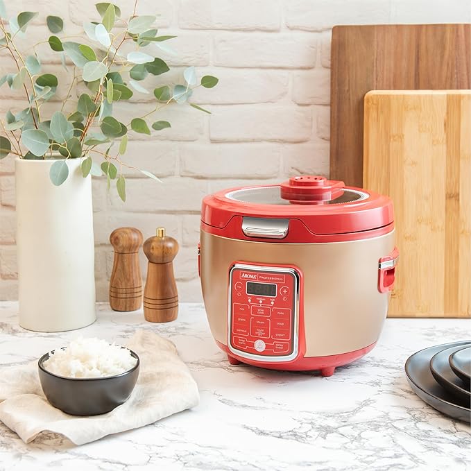 Cool Touch Rice Cooker with Glass Lid Food Steamer Slow Cooker Multicooker with 11 Preset Functions Steam Tray Measuring Cup Rice Spatula 20 Cups (Cooked)