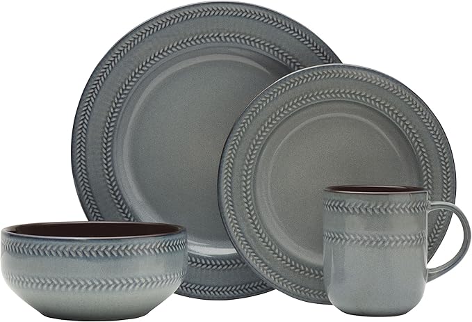 Scott Living Asher 16 Piece Dinnerware Set Service for 4 Blue