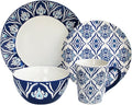 American Atelier Pirouette 16 Piece Dinnerware Set Blue 10.5x10.5