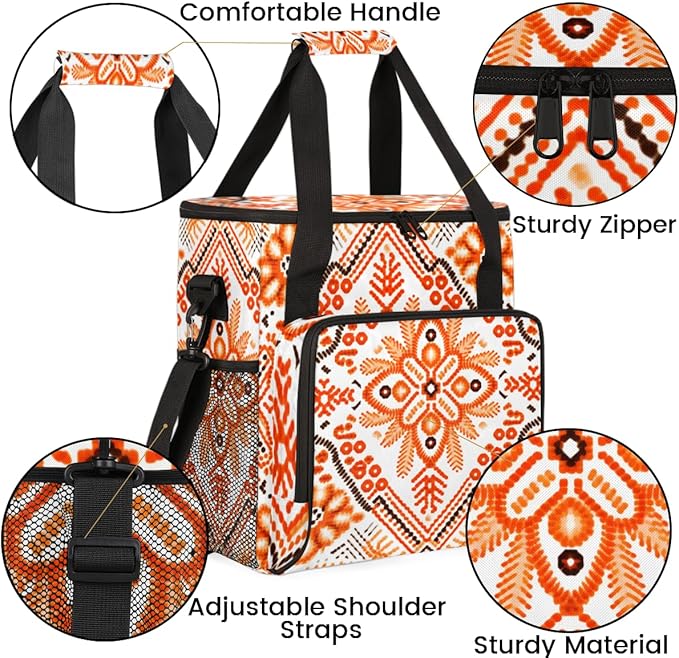 Botanic Flower Coffee Maker Carrying Bag Rich Damask Travel Storage Bag Compatible with K-Mini or K-Mini Plus Single Serve Coffee Brewer Carrying Case with Multiple Pockets &amp Shoulder Strap
