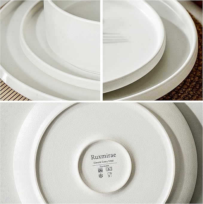Stoneware Cereal and Soup Bowls Set of 4 6 Inch Matte Glaze Ceramic Bowls for Breakfast &amp Oatmeal Microwave and Dishwasher Safe Matte White
