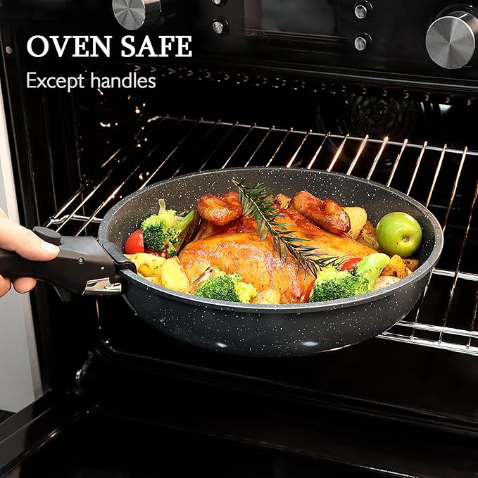 GiPP 5PCS Pots and Pans Set Nonstick Detachable Nonstick Cookware Sets Induction Kitchen Set Removable HandleRV Cookware setOven/Dishwasher Safe