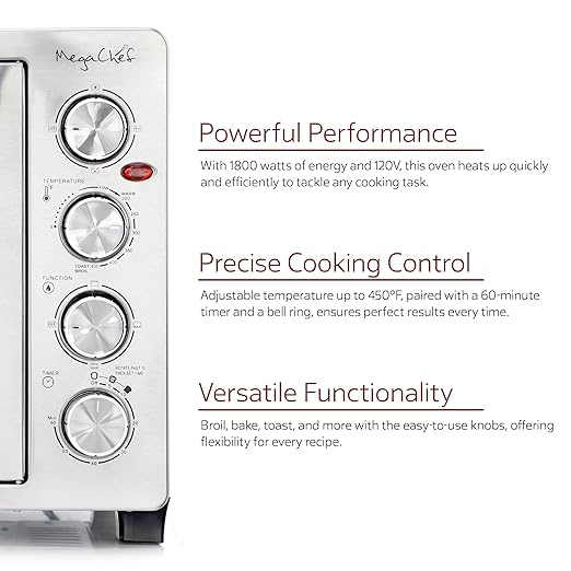 MegaChef 47 Quart Electric French Door Rotisserie Convection Counter Top Oven with Convection and Oven Lamp