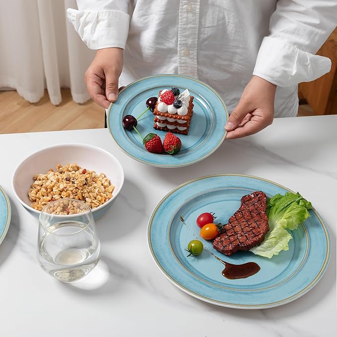 12 Piece Melamine Dinnerware Sets Dinner Dishes Set Plates and Bowls Sets Service for 4 Indoor and Outdoor Use Lightweight UnbreakableDishwasher Safe