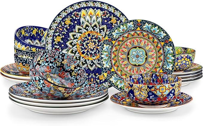 vancasso 18 Pieces Dinnerware Sets Bundles 26oz Cereal Bowls Set of 6