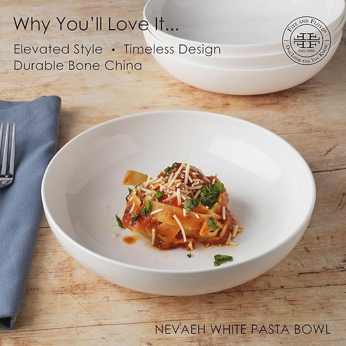 Everyday White by Fitz and Floyd Nevaeh Pasta Bowl Set of 4