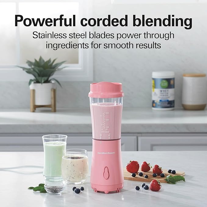 Hamilton Beach Portable Blender for Shakes and Smoothies with Travel Cup and Hamilton Beach Electric Vegetable Chopper for Dicing Mincing and Puree Black (51171 72850)