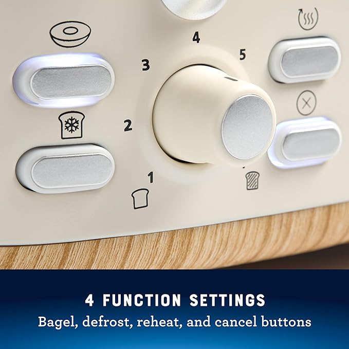 Oster 4-Slice Toaster with Extra Wide Slots Bagel Toaster Oat Milk