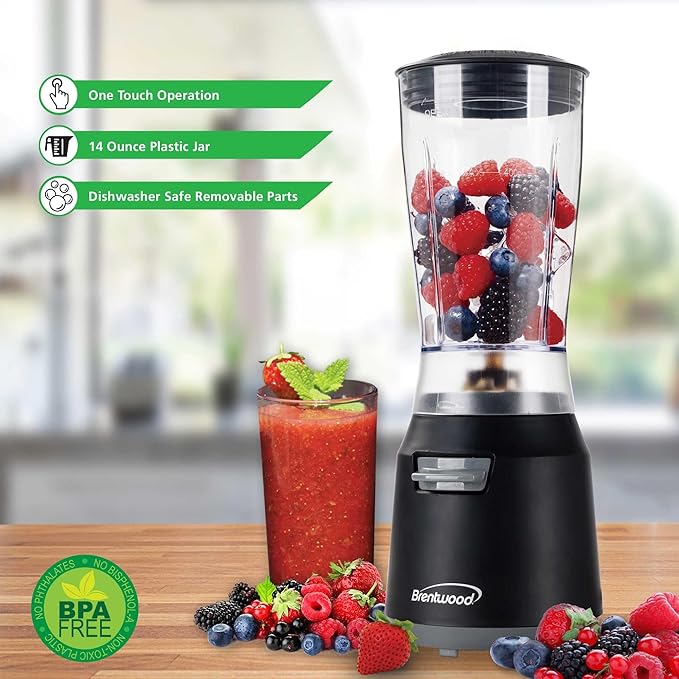 BRENTWOOD GEOJUG JB-191BK 180-Watt 14-Oz. Personal Blender (Black/Gray)