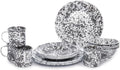 Enamelware Starter Set 16 piece Grey/White Splatter