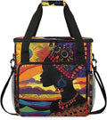 African American Women Travel Coffee Maker Carrying Bag Large Organizer Storage Tote Bag Insulated Reusable Cooler Grocery Bags