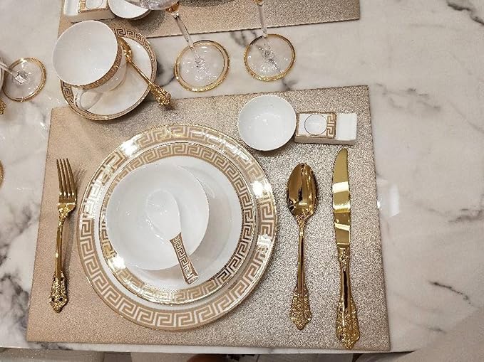 European Style Dinnerware Set Service for 6 Bone China Dinnerware Sets Unbreakable Porcelain Dinner Sets Coffee Cup and Saucer Tableware Set Steak Dinner Plates Dish Set Phnom Penh-001