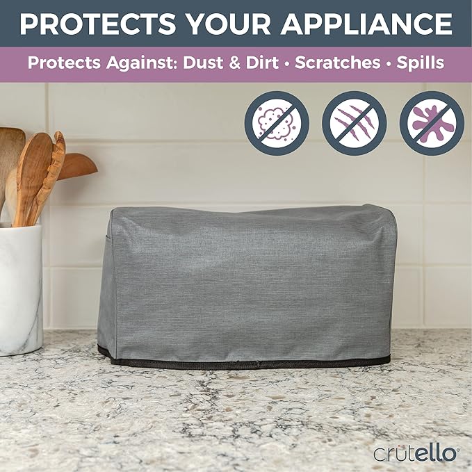 Crutello 4 Slice Long Slot Toaster Cover with Storage Pockets For 4 Slice Toaster - Small Appliance Dust Covers