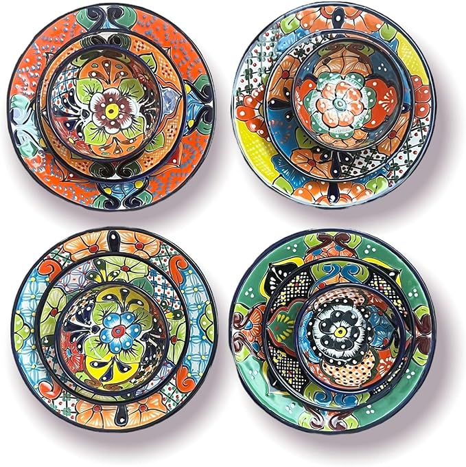 Talavera Dinnerware Set | 51-Piece Floral Tableware for 8