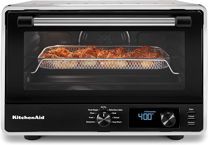 KitchenAid Digital Countertop Oven with Air Fry &amp Pizza Stone KCO128CU Contour Silver