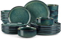 vancasso Starry Plates and Bowls Sets for 6 24 Pieces Dinnerware Sets Green Reactive Glaze Dishes Sets for Kitchen Scratch Resistant Stoneware Dishes Set Dishwasher and Microwave Safe