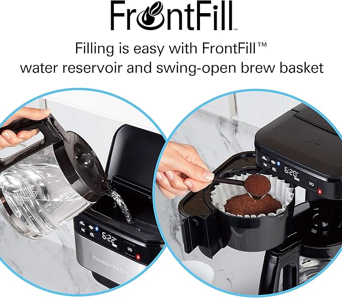Hamilton Beach Works with Alexa Smart Coffee Maker Programmable 12 Cup Capacity Black and Stainless Steel (49350R)