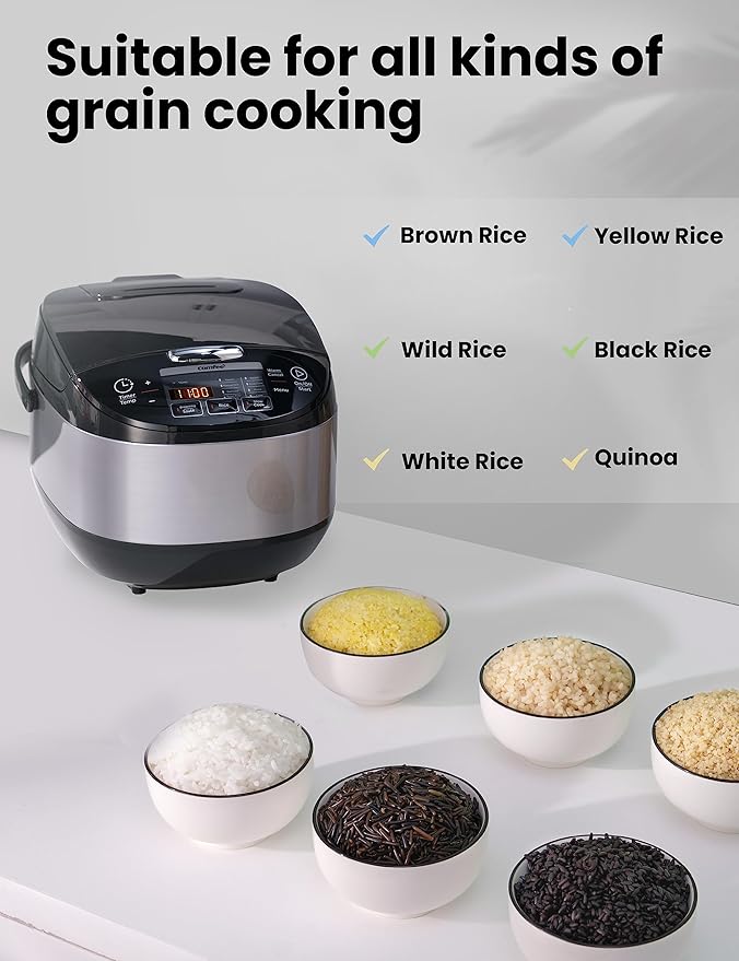 COMFEE' Rice Cooker Japanese Large Rice Cooker with Fuzzy Logic Technology 11 Presets 10 Cup Uncooked/20 Cup Cooked Auto Keep Warm 24-Hr Delay Timer